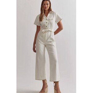 Used//  Ivory Denim Jumpsuit